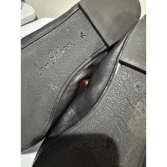 Sam Edelman Florence Logo Black Leather Ballet Flats 7.5 - Picture 3 of 7